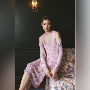 Cara Cara Zelda Elegant Pink Knit Beaded Dress NWT